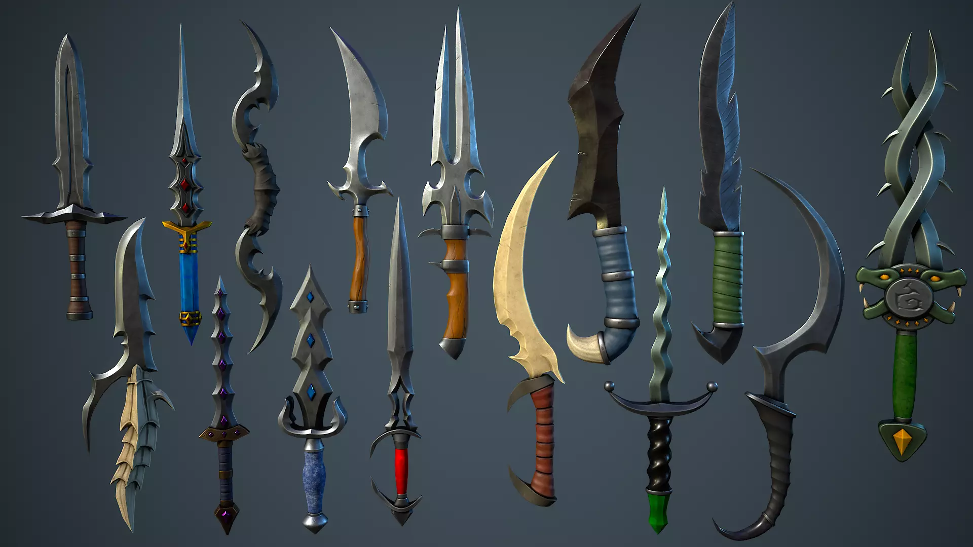 Stylized Fantasy Weapons - Daggers Low-poly 3D model_0