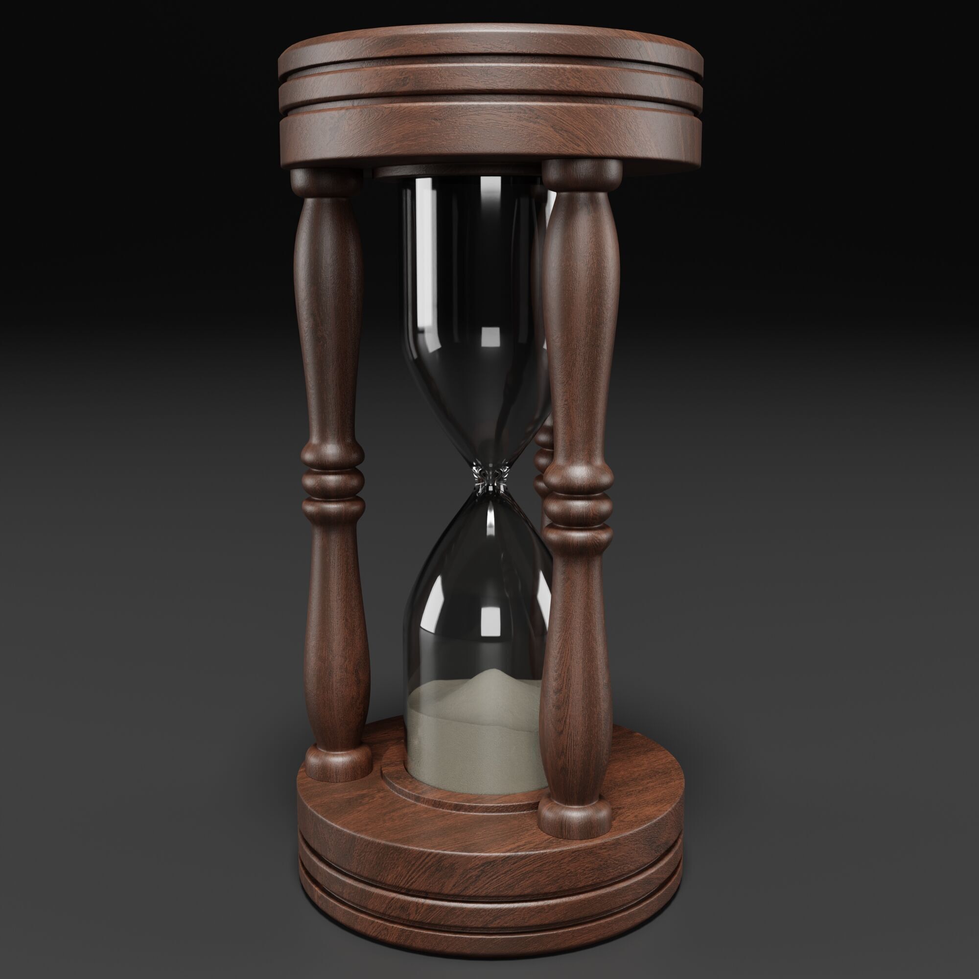 Wooden Hourglass Sand Timer 3D model_3