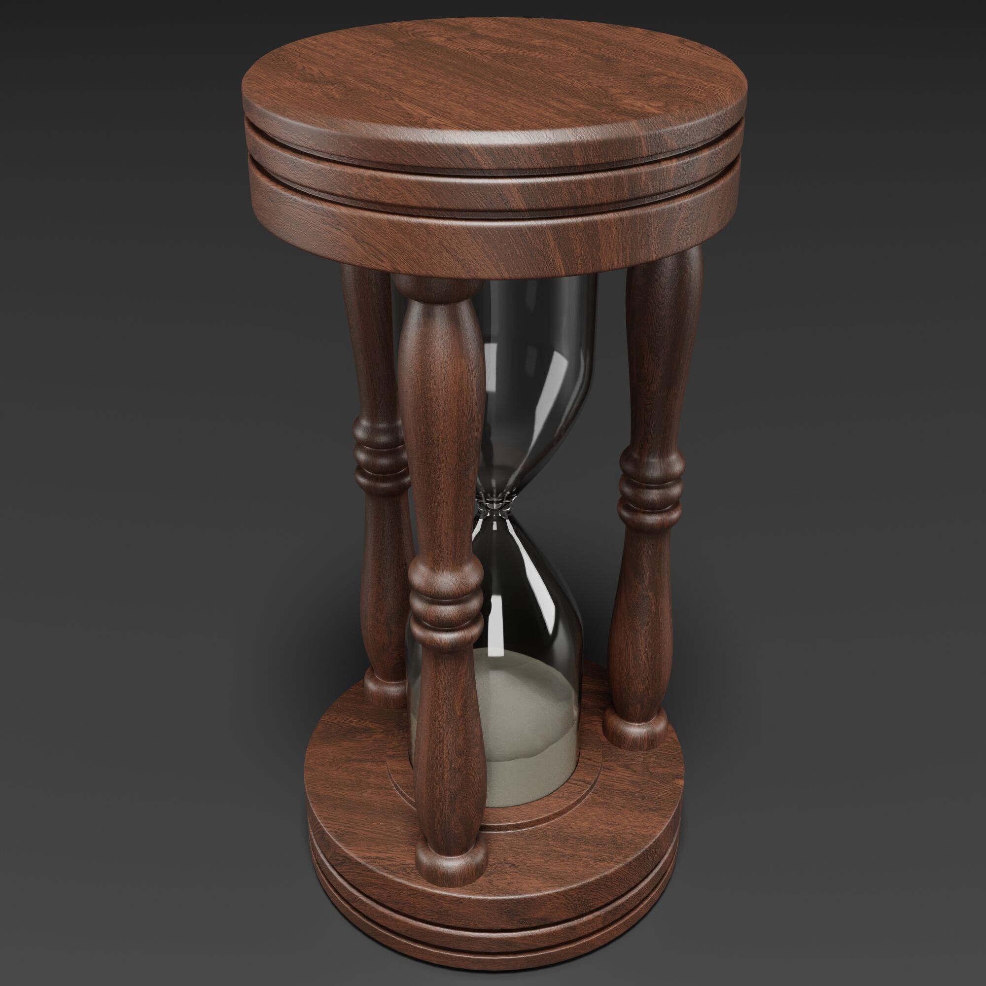Wooden Hourglass Sand Timer 3D model_2