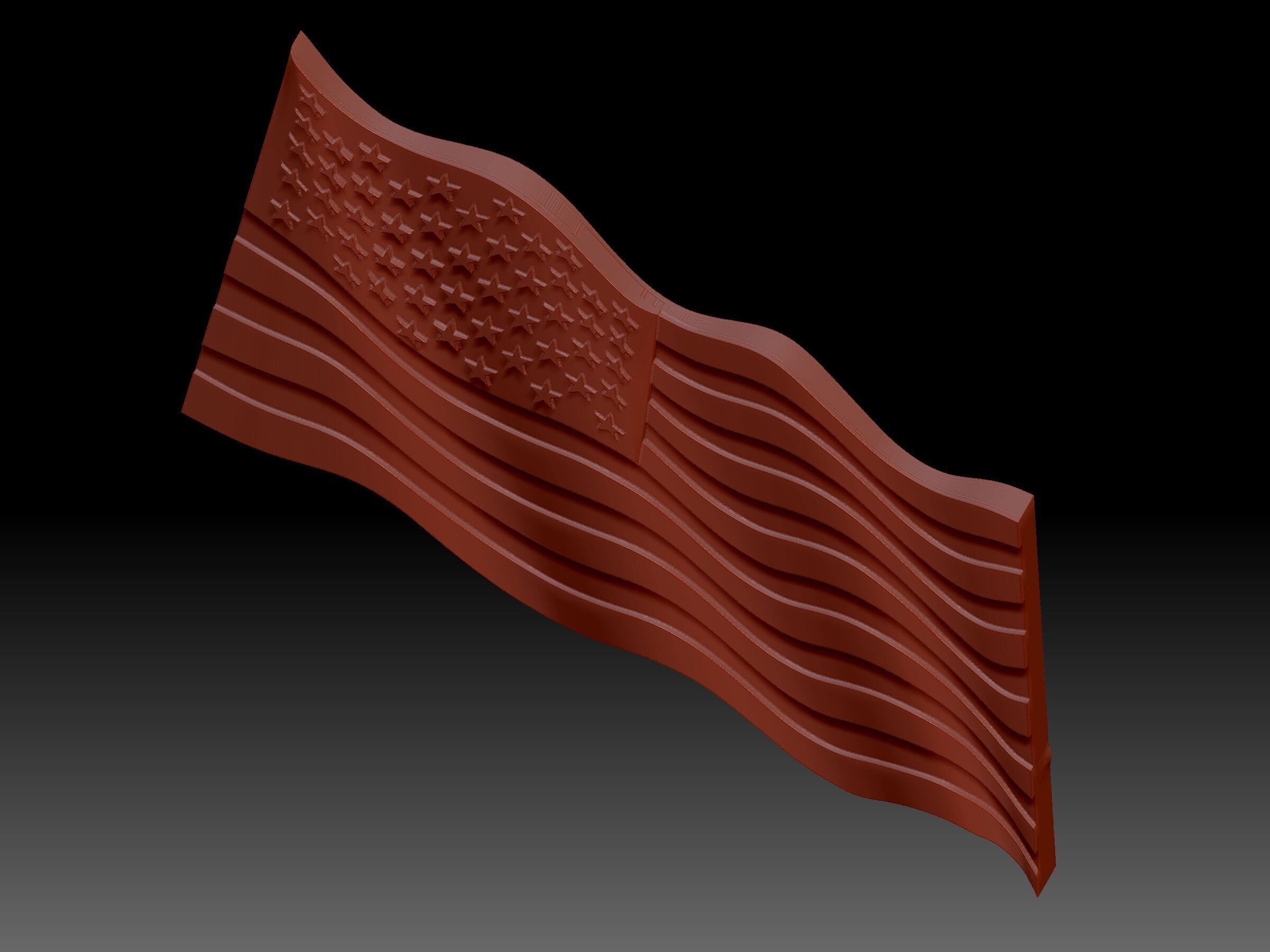 american flag  3D print model_3