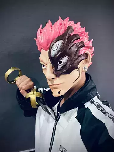 Sukuna Final Form Head Mask - With Hair - Jujutsu Kaisen Cosplay 3D print model