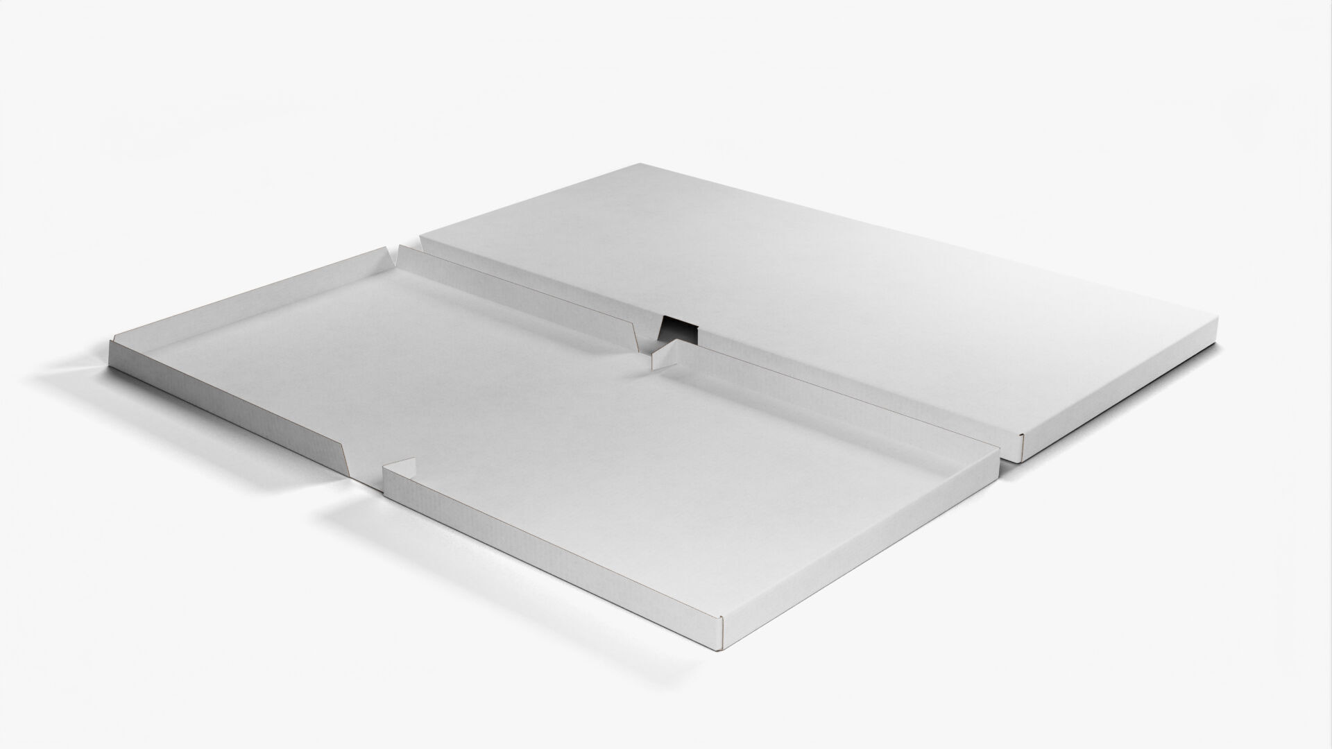 10 inch White Paper Full Open Pizza Box 3D model_7