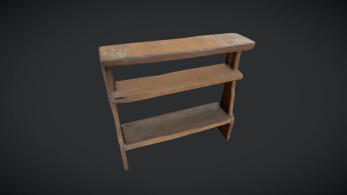 Decayed Wooden Shelf 2 Low-poly 3D model