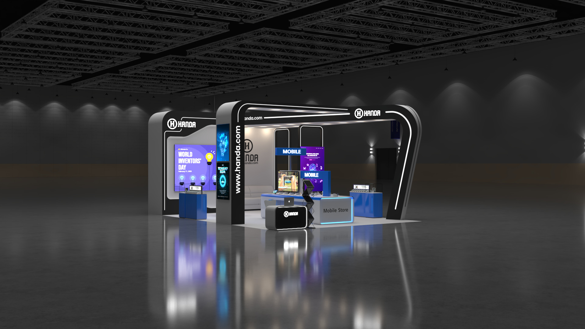 6m x 9m Exhibition Booth 3-Side Open Design 3D model_2