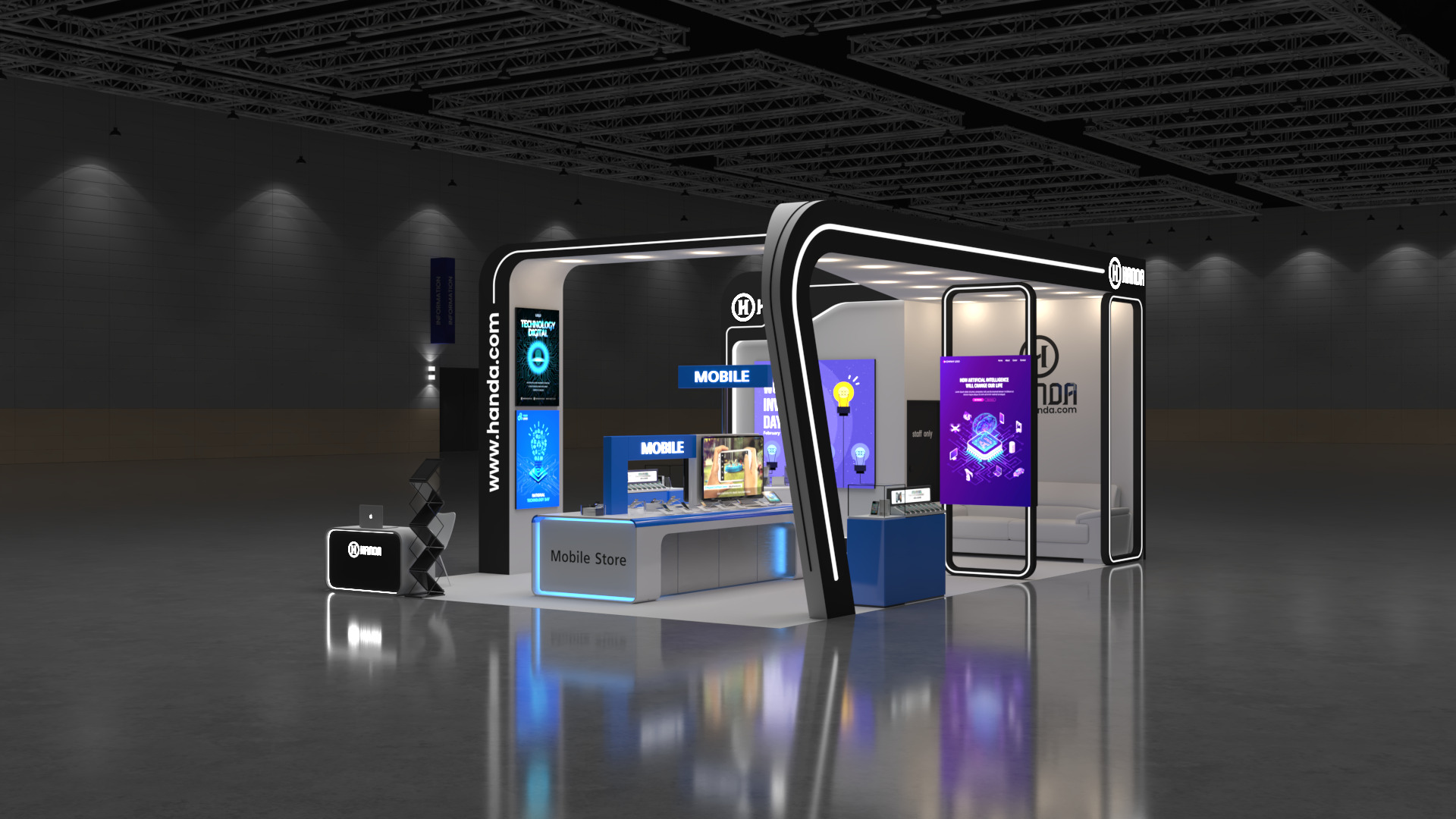 6m x 9m Exhibition Booth 3-Side Open Design 3D model_6