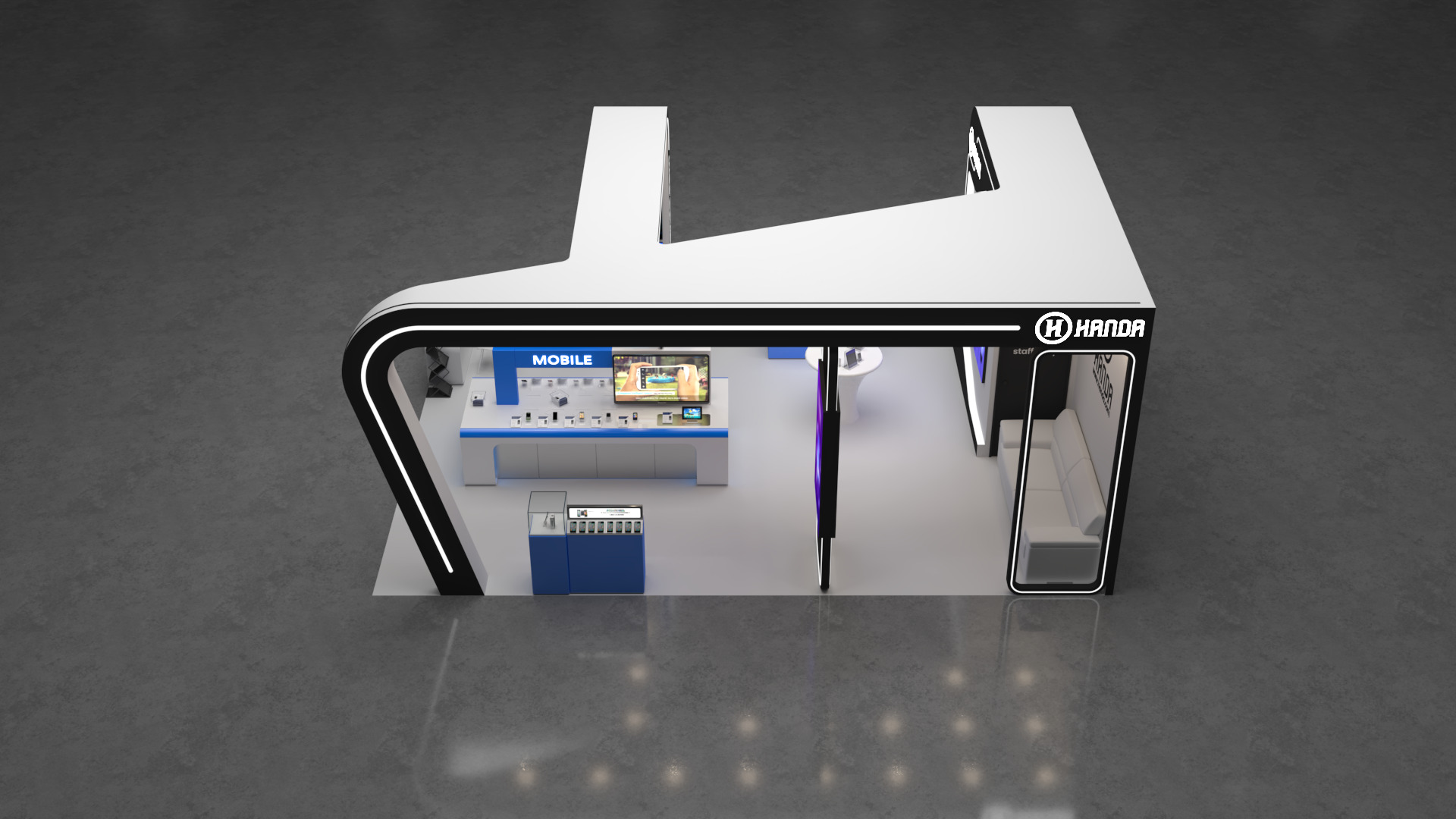 6m x 9m Exhibition Booth 3-Side Open Design 3D model_1