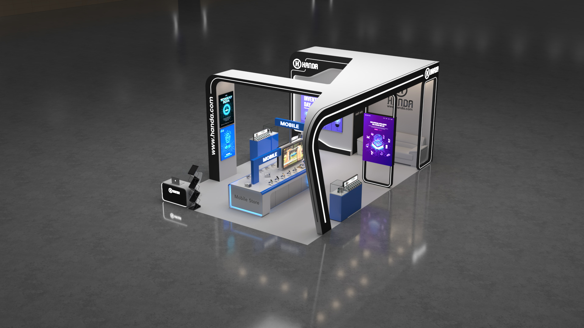 6m x 9m Exhibition Booth 3-Side Open Design 3D model_11