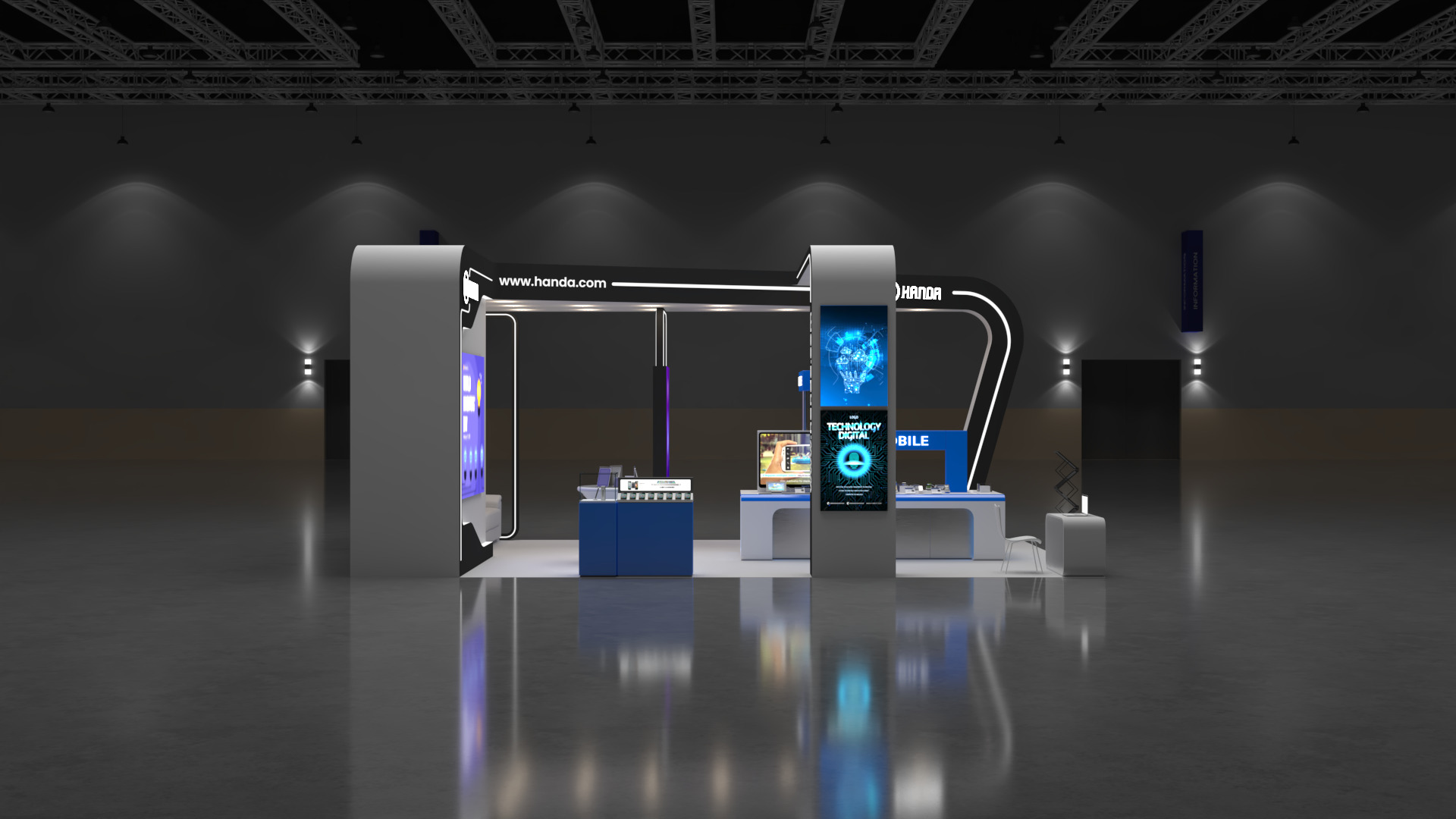 6m x 9m Exhibition Booth 3-Side Open Design 3D model_7