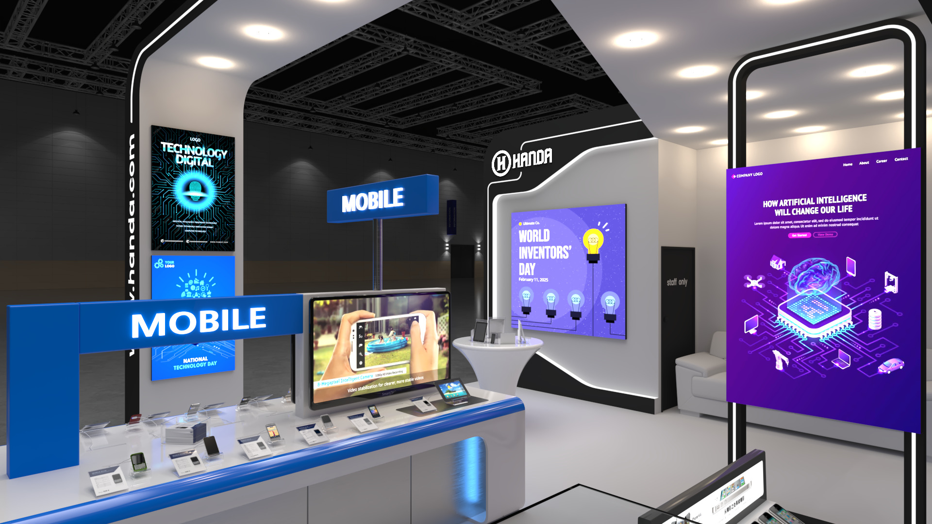 6m x 9m Exhibition Booth 3-Side Open Design 3D model_3