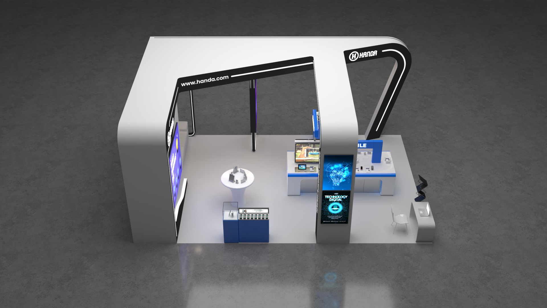 6m x 9m Exhibition Booth 3-Side Open Design 3D model_12