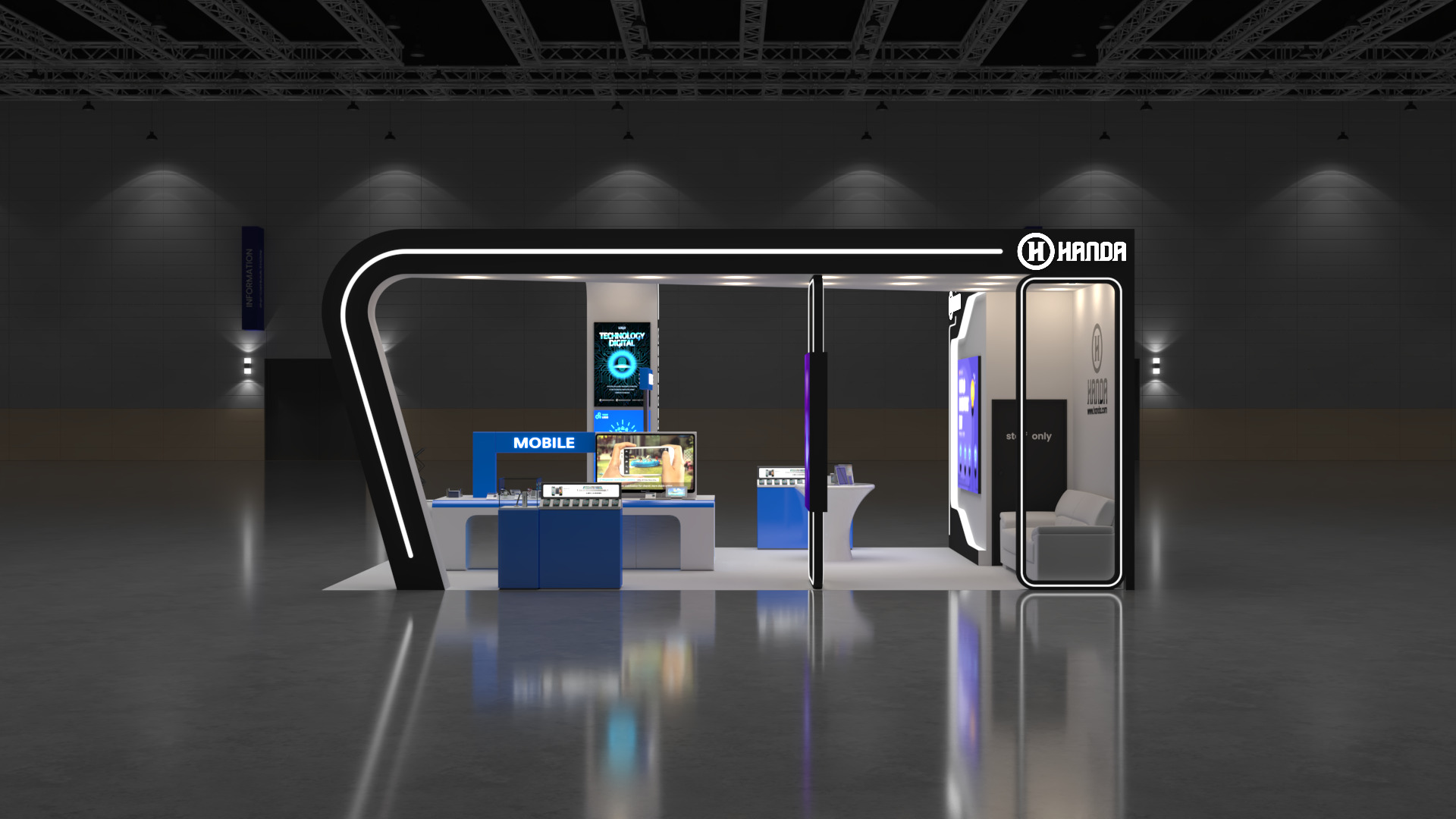 6m x 9m Exhibition Booth 3-Side Open Design 3D model_8