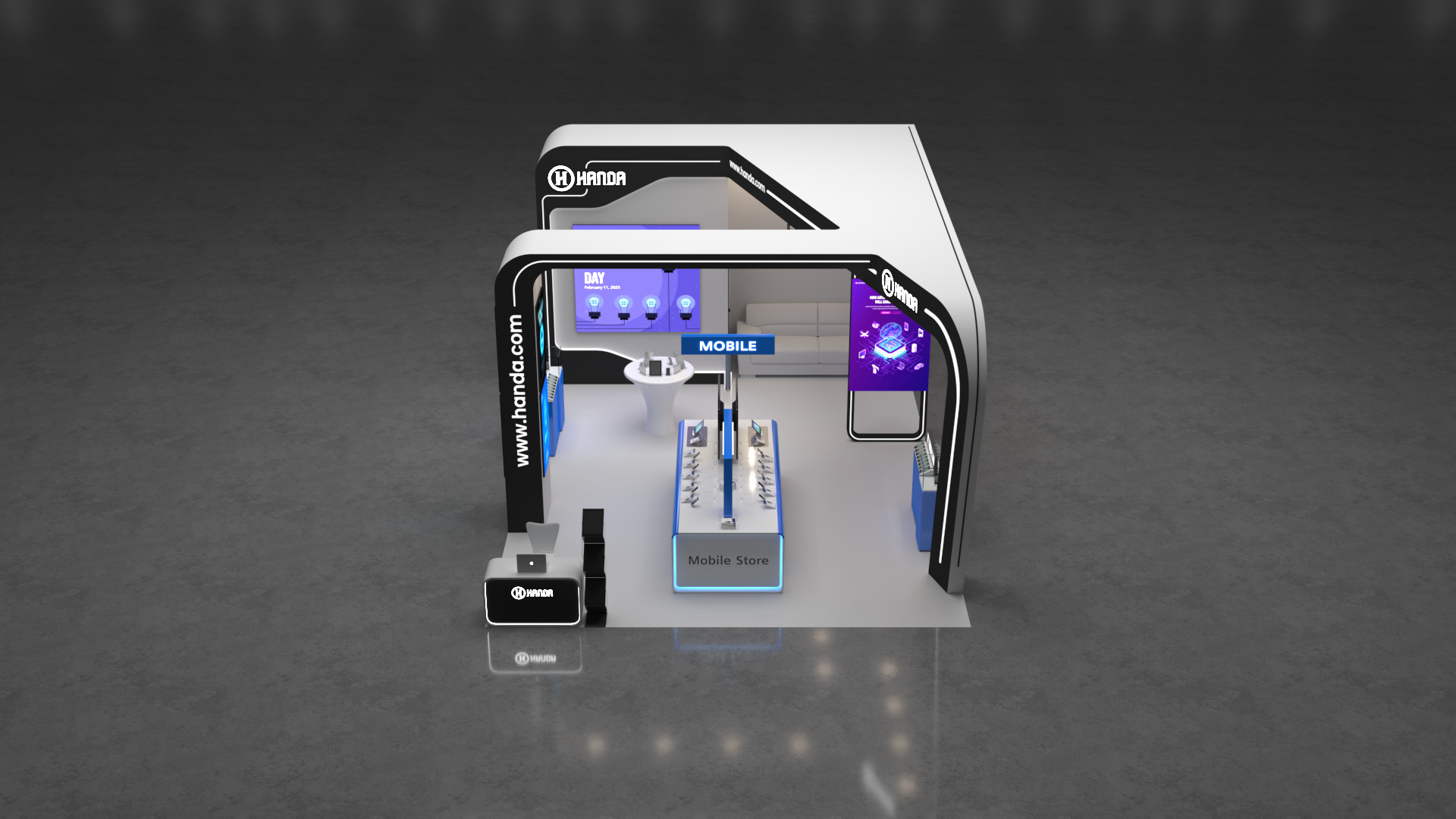 6m x 9m Exhibition Booth 3-Side Open Design 3D model_9