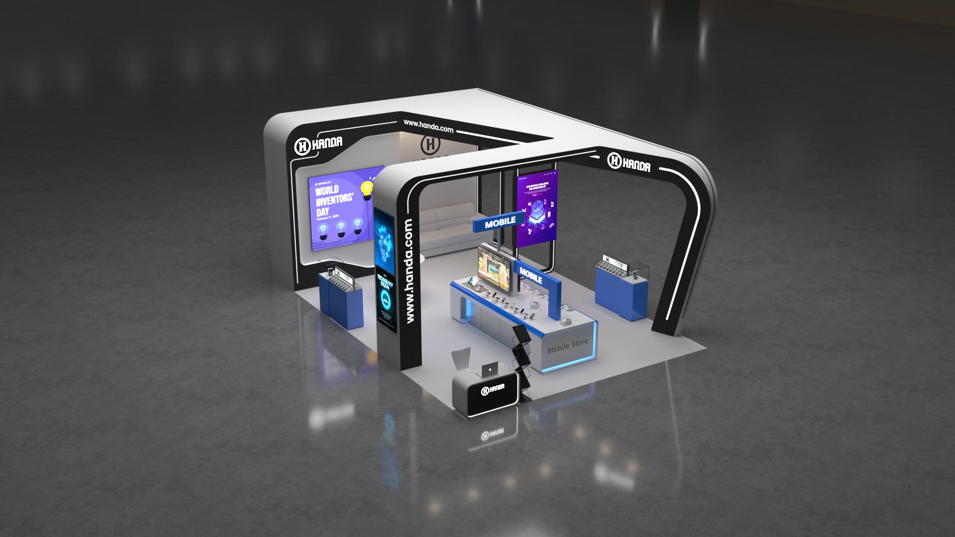 6m x 9m Exhibition Booth 3-Side Open Design 3D model_10