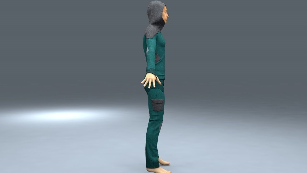 male hoodie tracksuit 3D model_2
