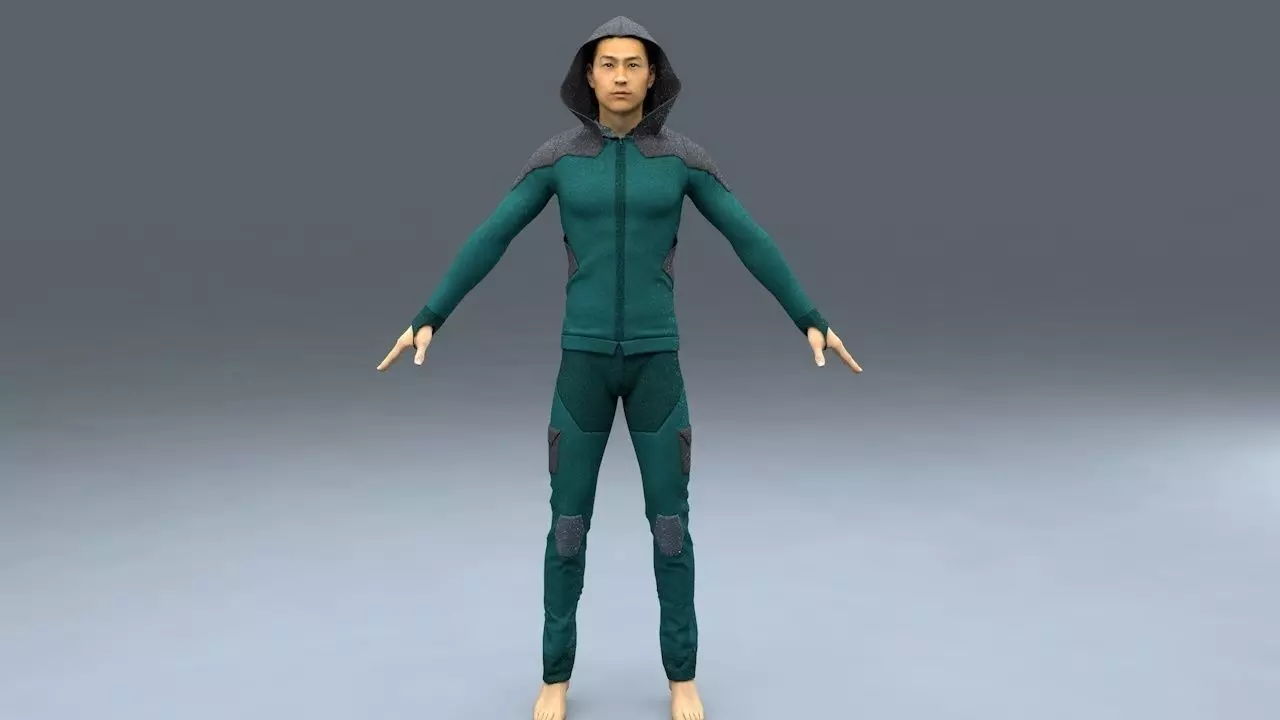 male hoodie tracksuit 3D model_0
