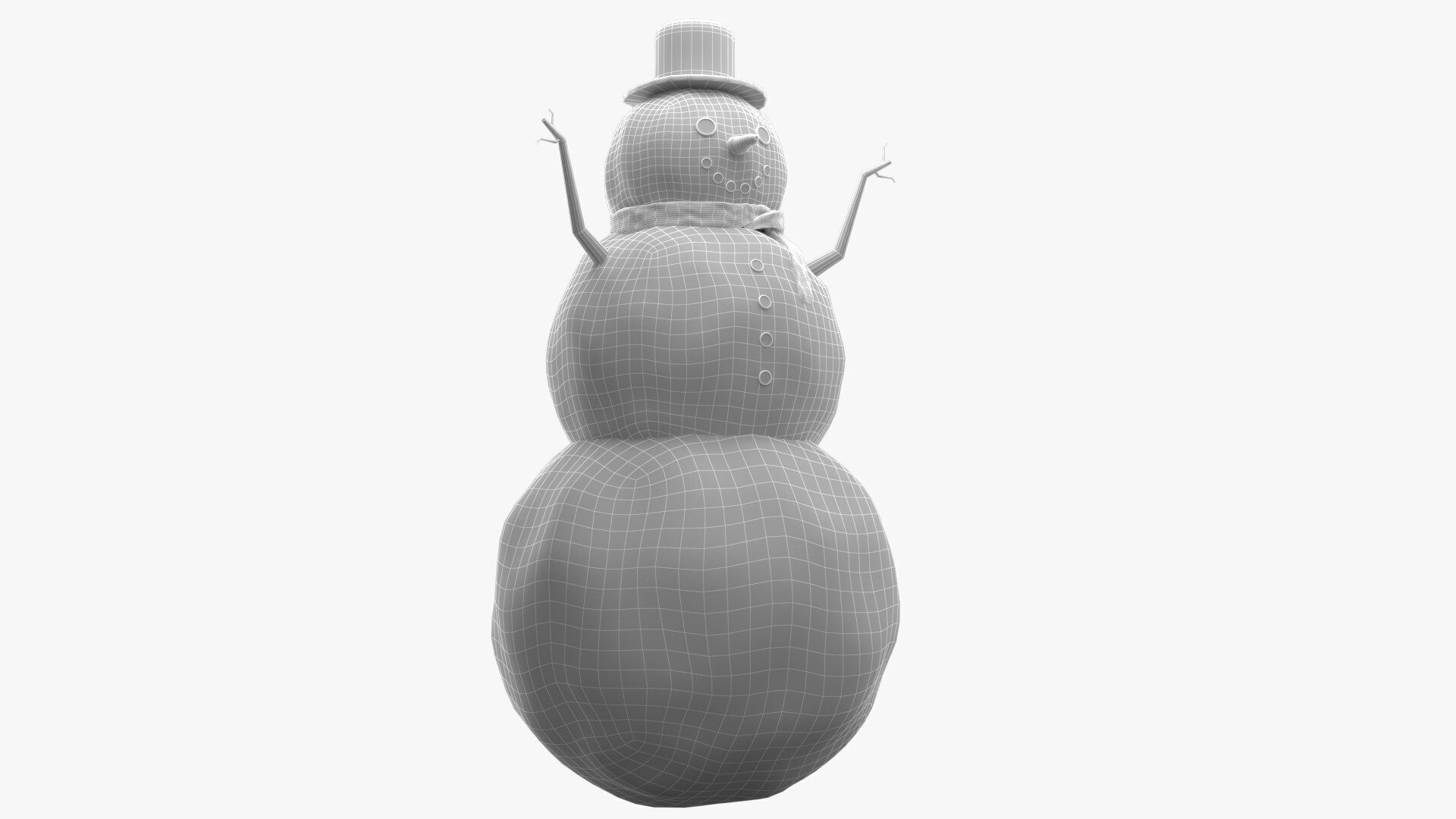 Snowman Low-poly 3D model_12