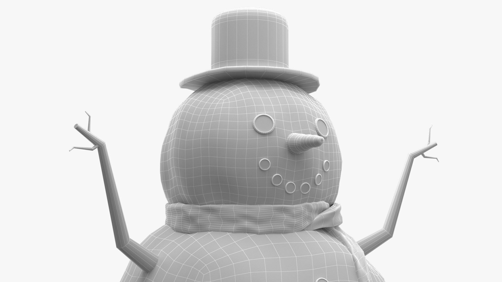 Snowman Low-poly 3D model_2