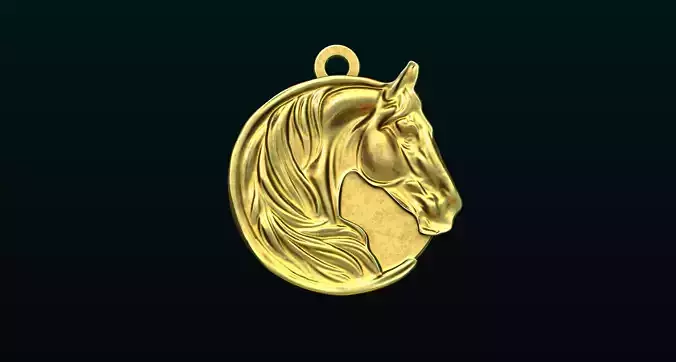 Horse head golden medallion