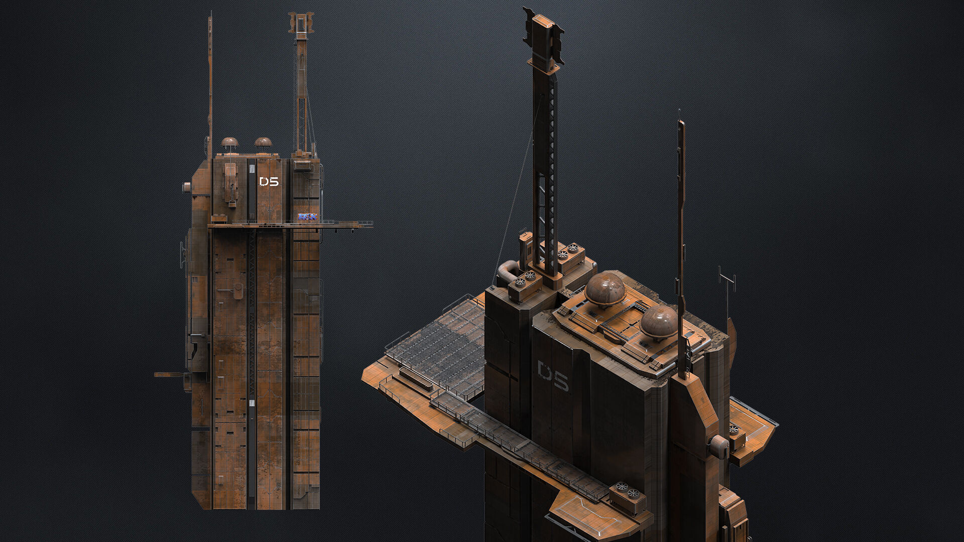 SUB-D Scifi Megascale Industrial Building 01 3D model_2