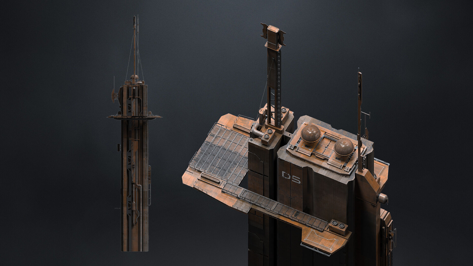 SUB-D Scifi Megascale Industrial Building 01 3D model_3