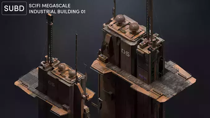 SUB-D Scifi Megascale Industrial Building 01 3D model