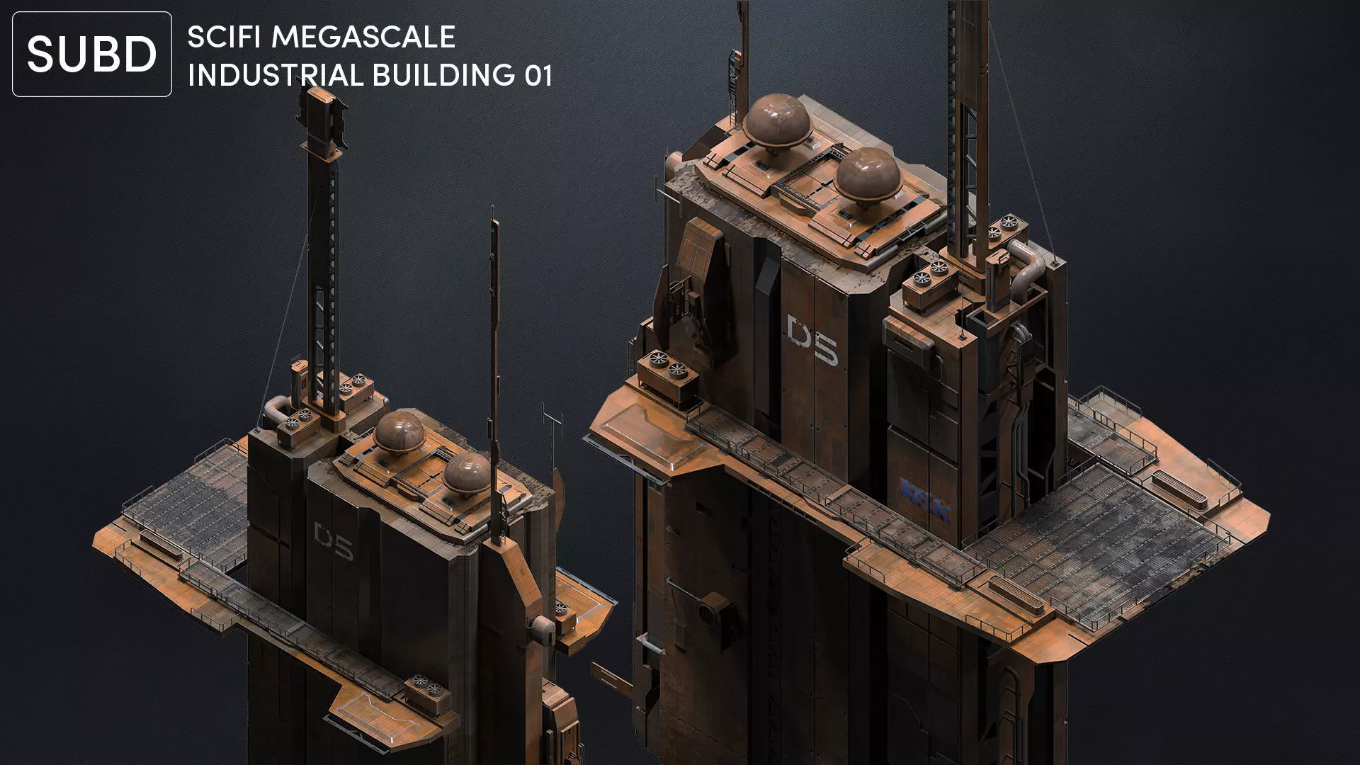 SUB-D Scifi Megascale Industrial Building 01 3D model_0