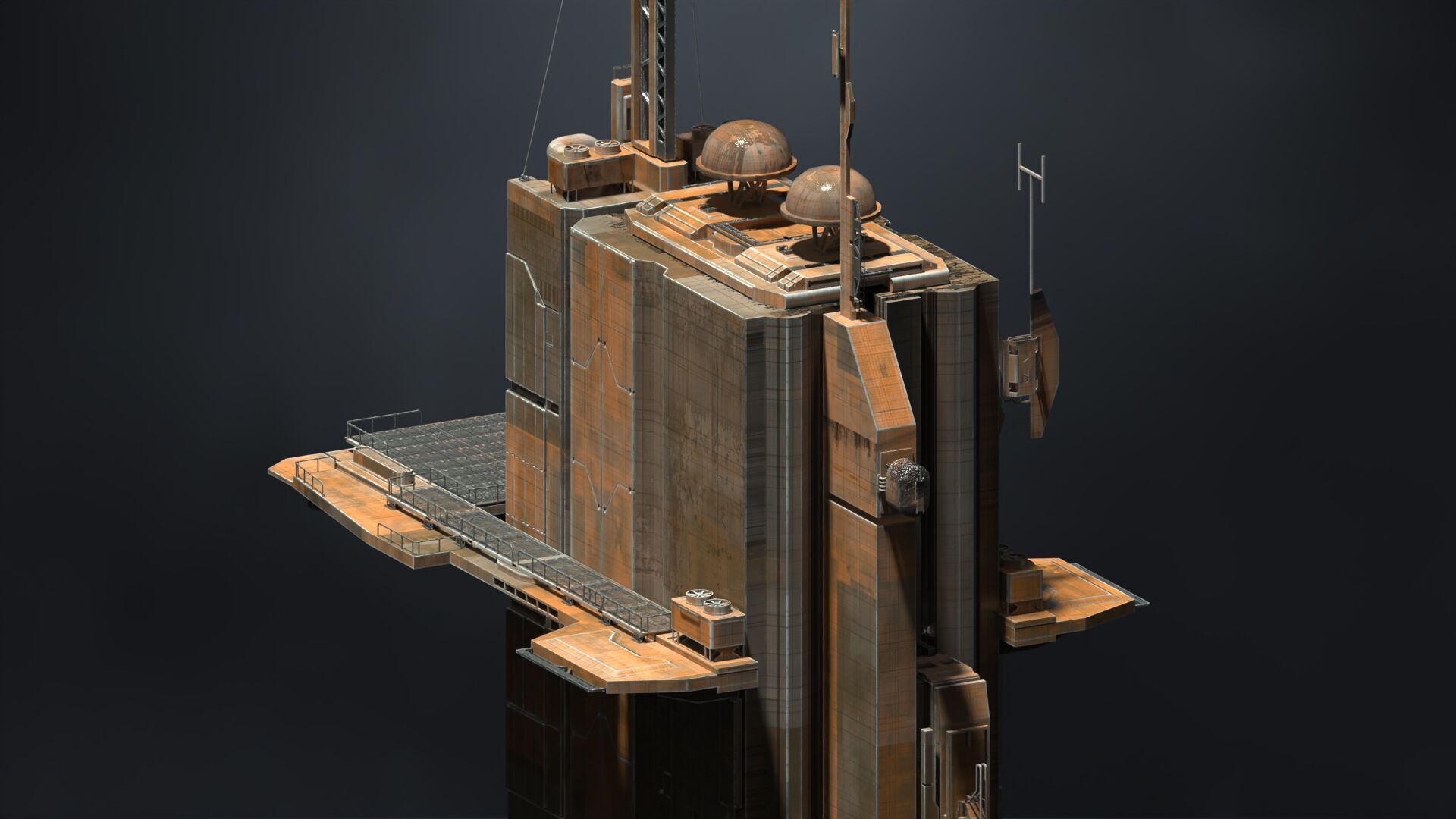 SUB-D Scifi Megascale Industrial Building 01 3D model_4