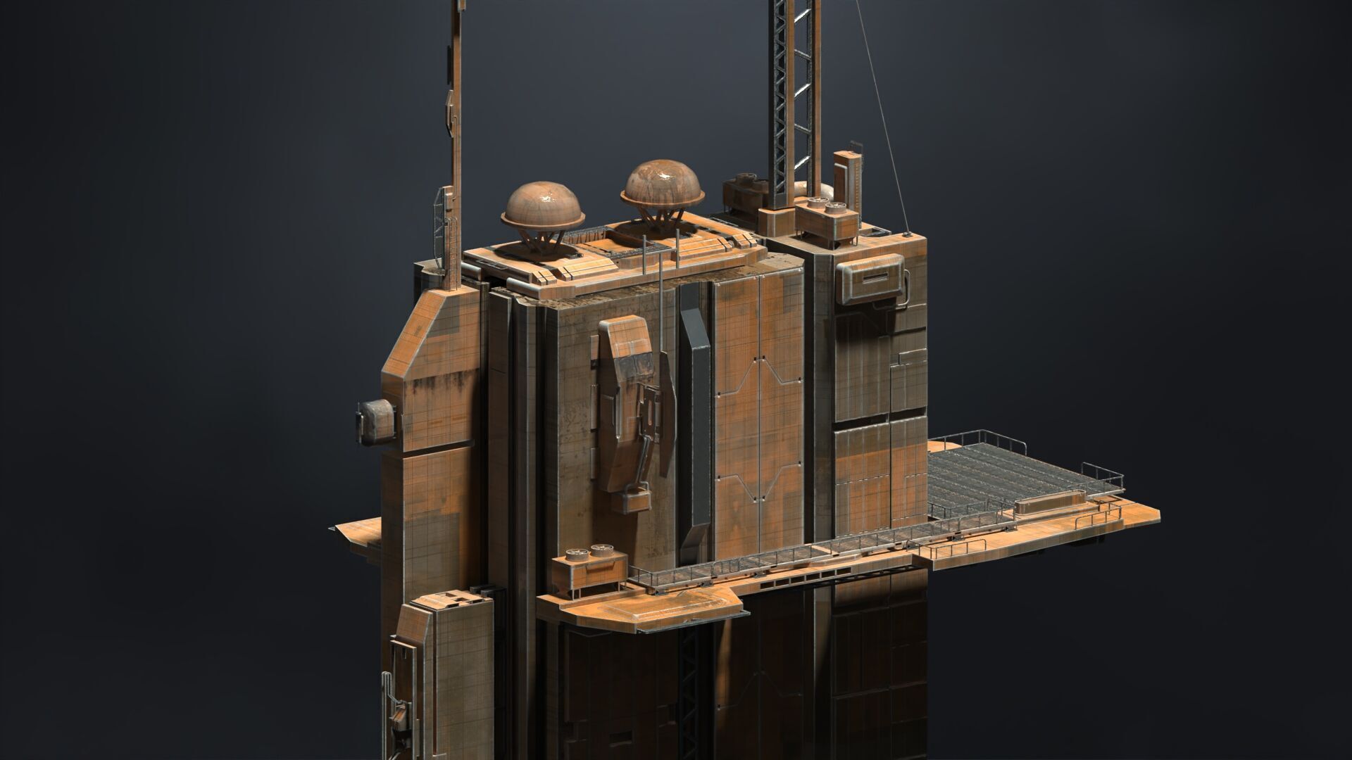 SUB-D Scifi Megascale Industrial Building 01 3D model_8