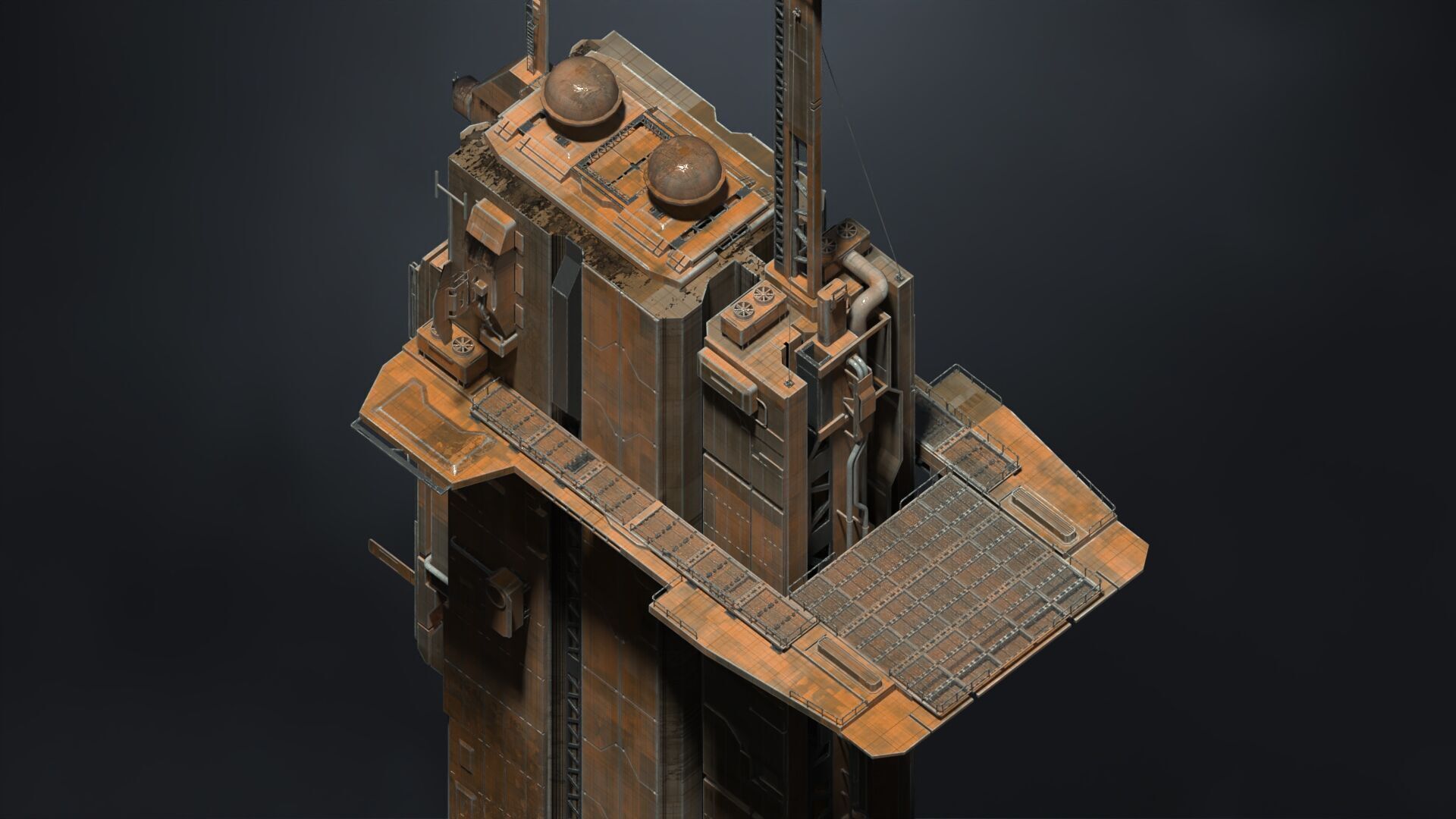 SUB-D Scifi Megascale Industrial Building 01 3D model_9