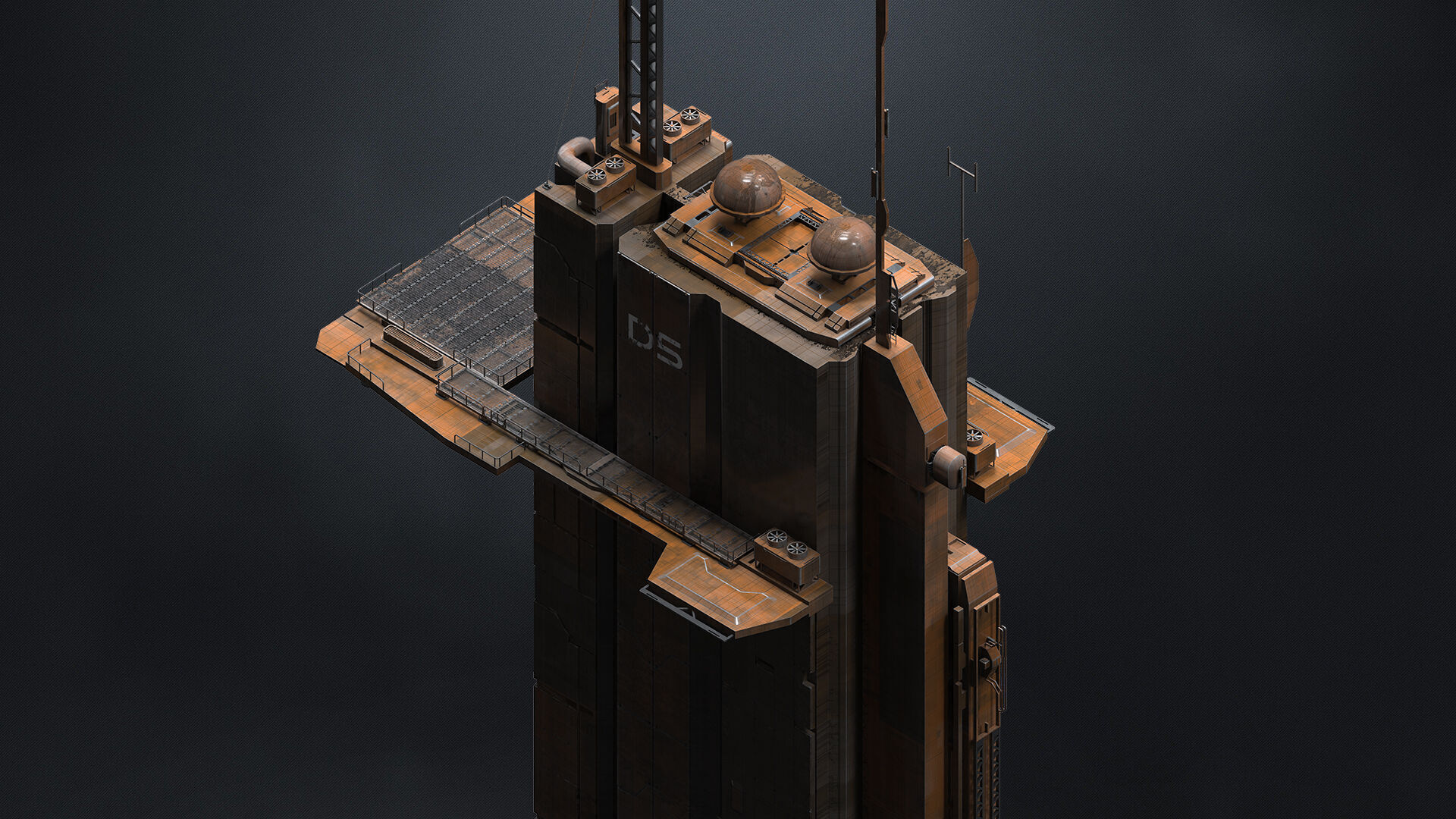 SUB-D Scifi Megascale Industrial Building 01 3D model_1