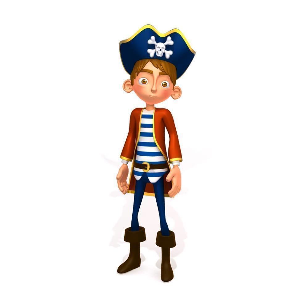 Pirate boy Cartoon Rigged  3D model_3