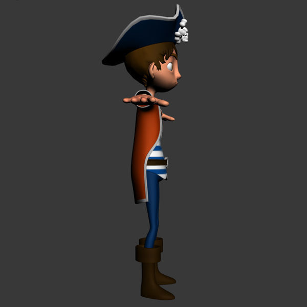 Pirate boy Cartoon Rigged  3D model_4
