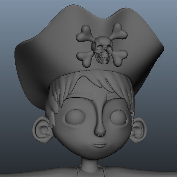 Pirate boy Cartoon Rigged  3D model_12