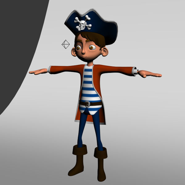 Pirate boy Cartoon Rigged  3D model_7