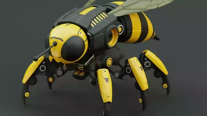 Mecha Bee Low-poly 3D model