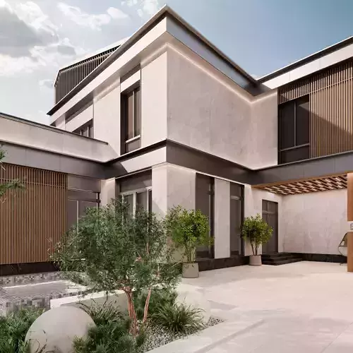 Modern house Low-poly 3D model