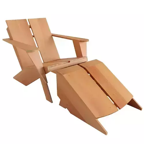 Crate and Barrel outdoor Adirondack Chair and ottoman Low-poly 3D model