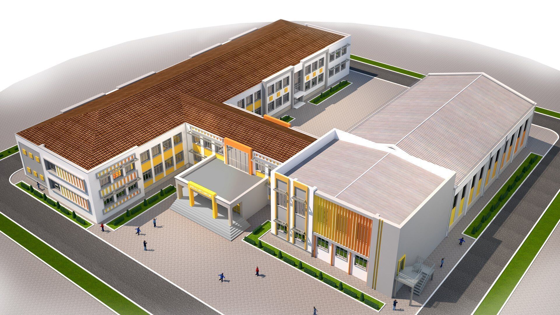 school Low-poly 3D model_7