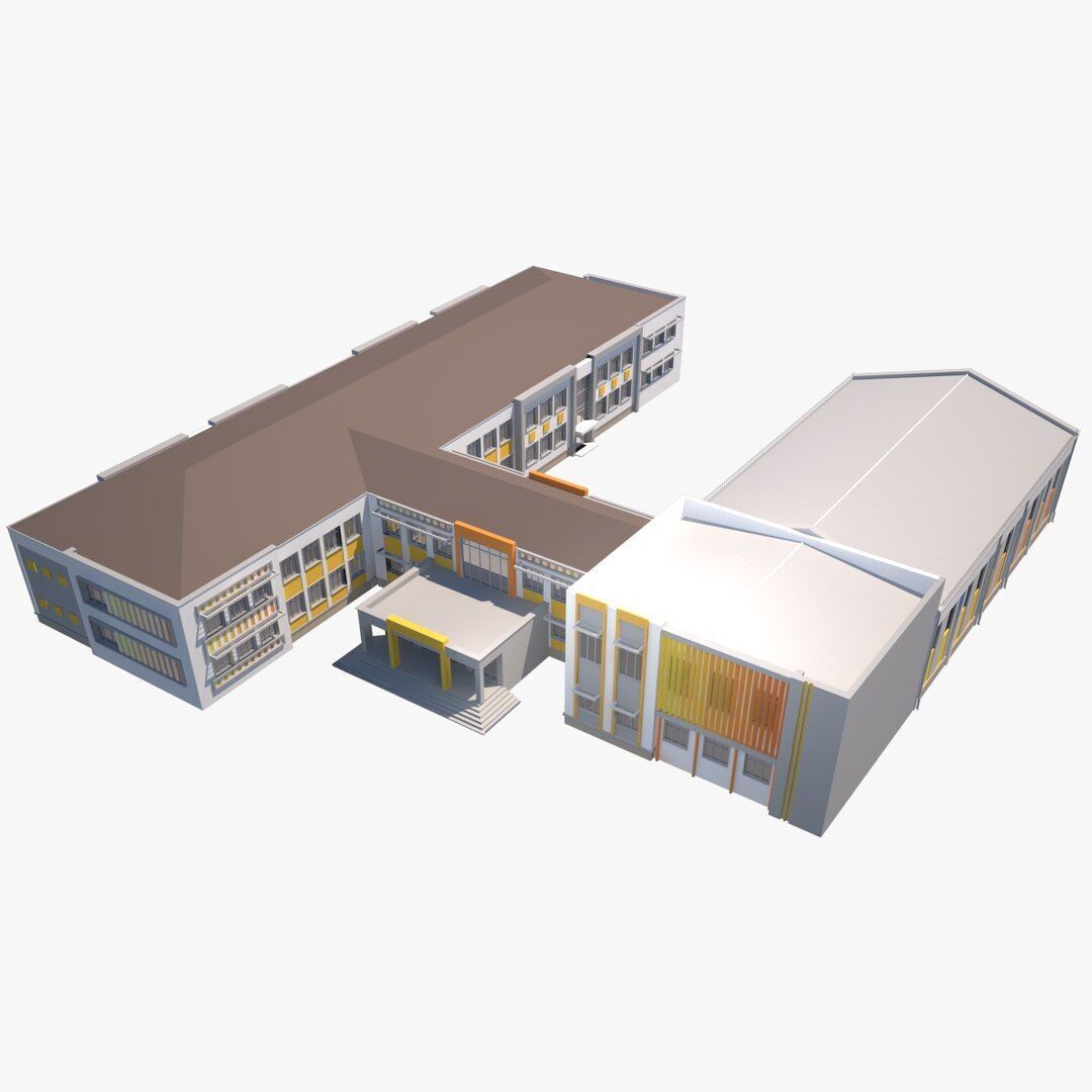 school Low-poly 3D model_2