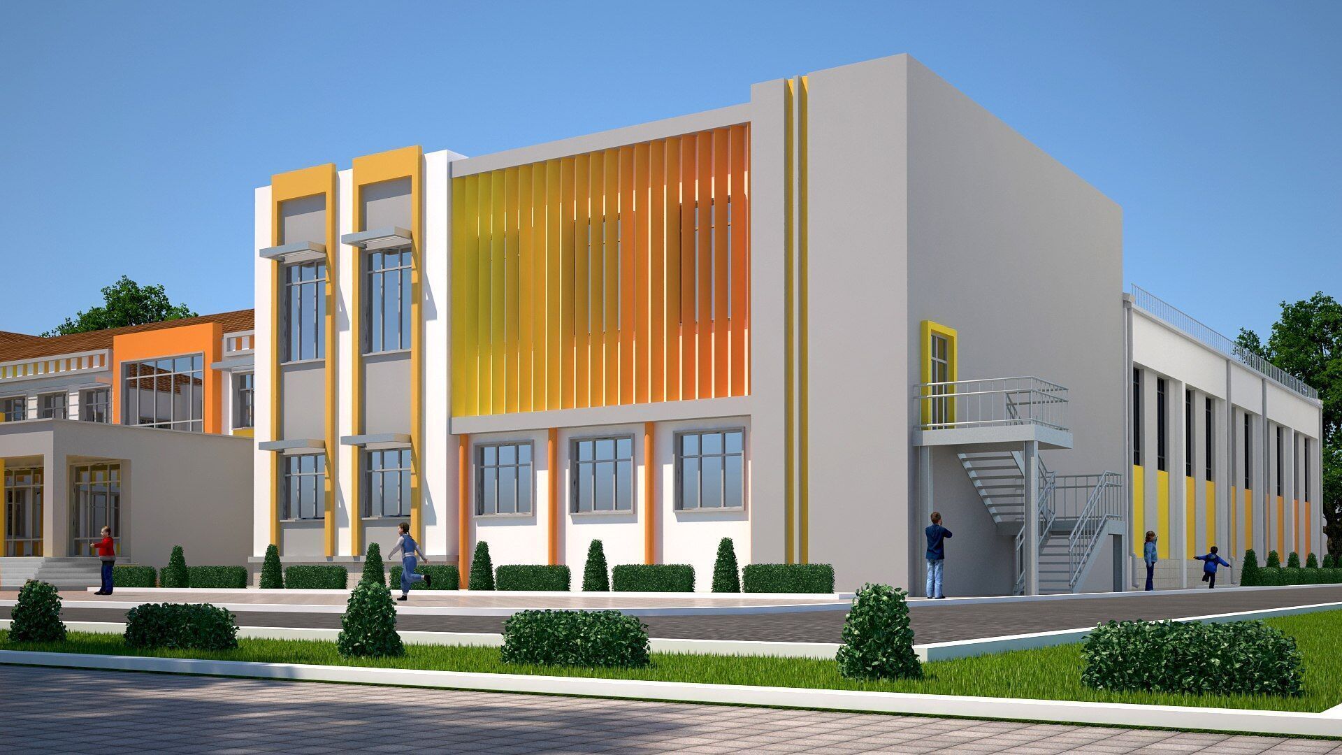 school Low-poly 3D model_1