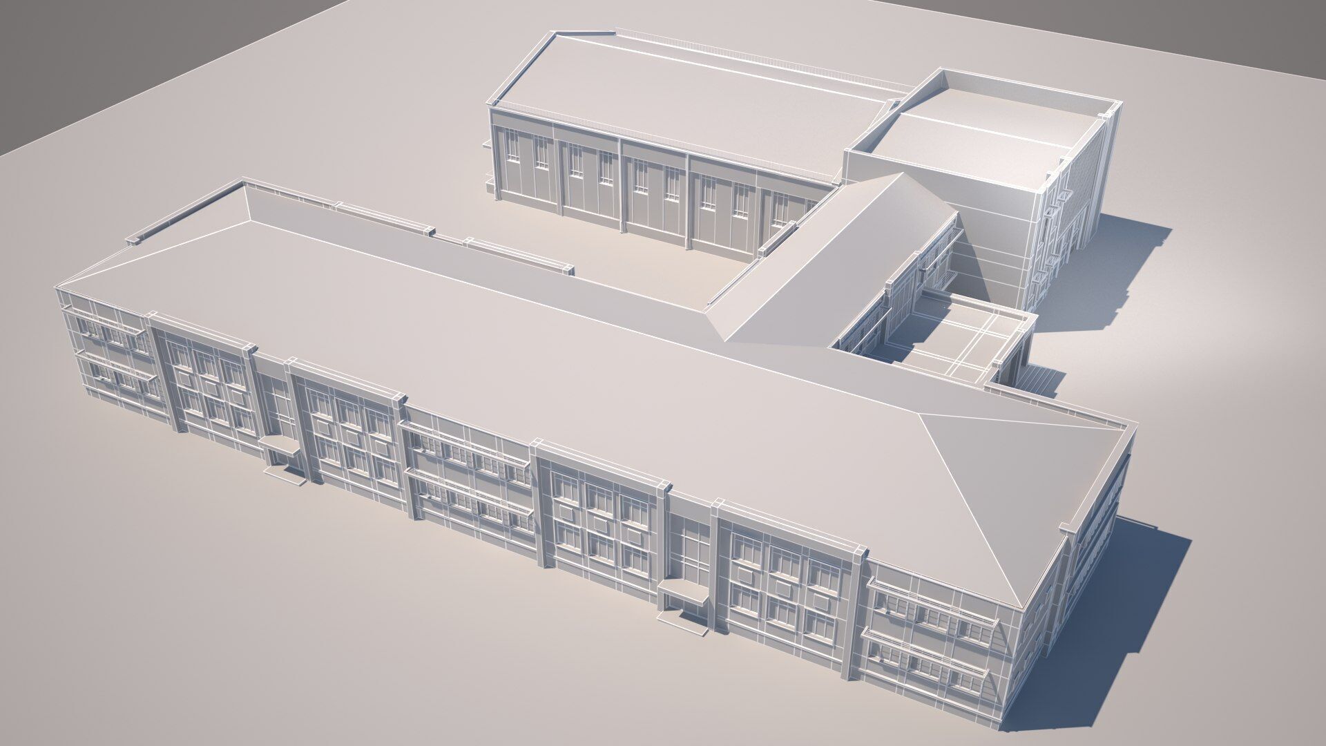 school Low-poly 3D model_3