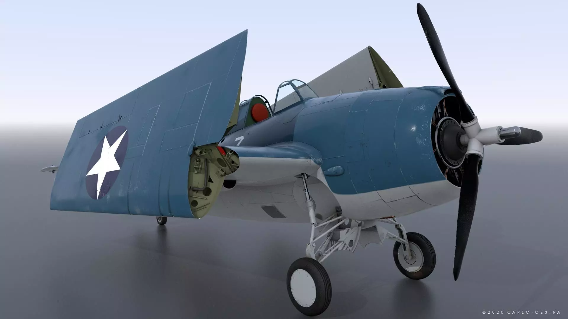 F4F-4 9-GF-7 - Not rigged Low-poly 3D model_0