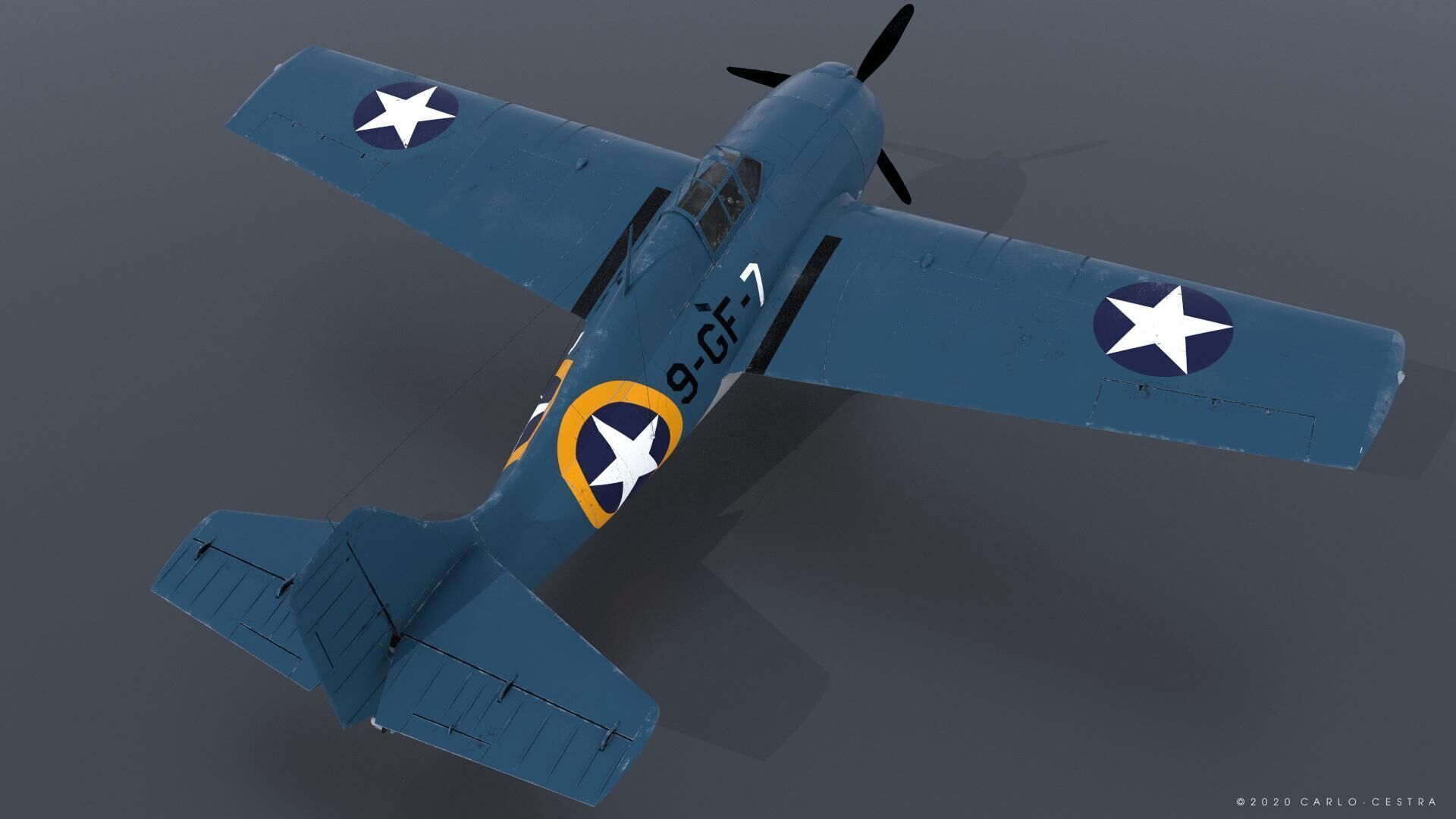 F4F-4 9-GF-7 - Not rigged Low-poly 3D model_8