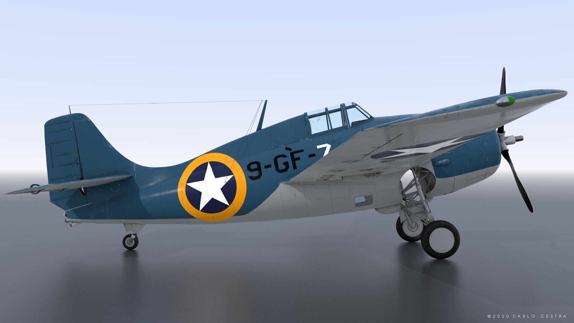 F4F-4 9-GF-7 - Not rigged Low-poly 3D model_14