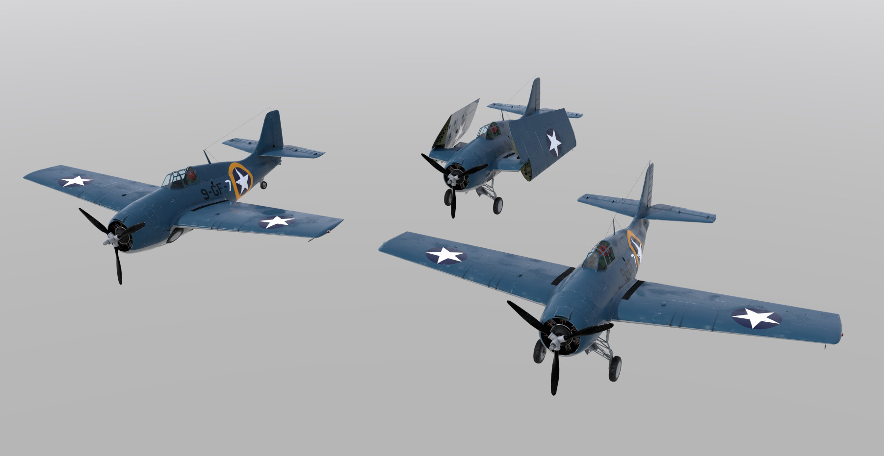 F4F-4 9-GF-7 - Not rigged Low-poly 3D model_26