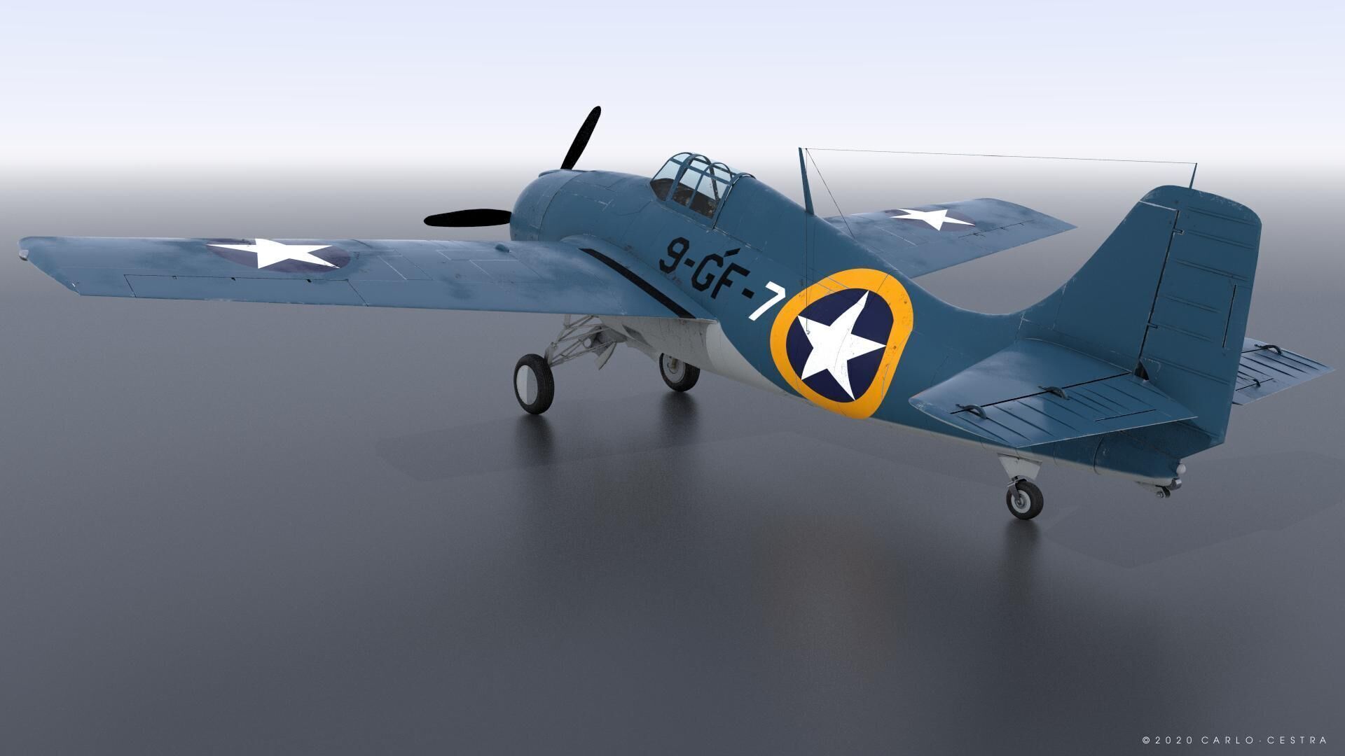 F4F-4 9-GF-7 - Not rigged Low-poly 3D model_3