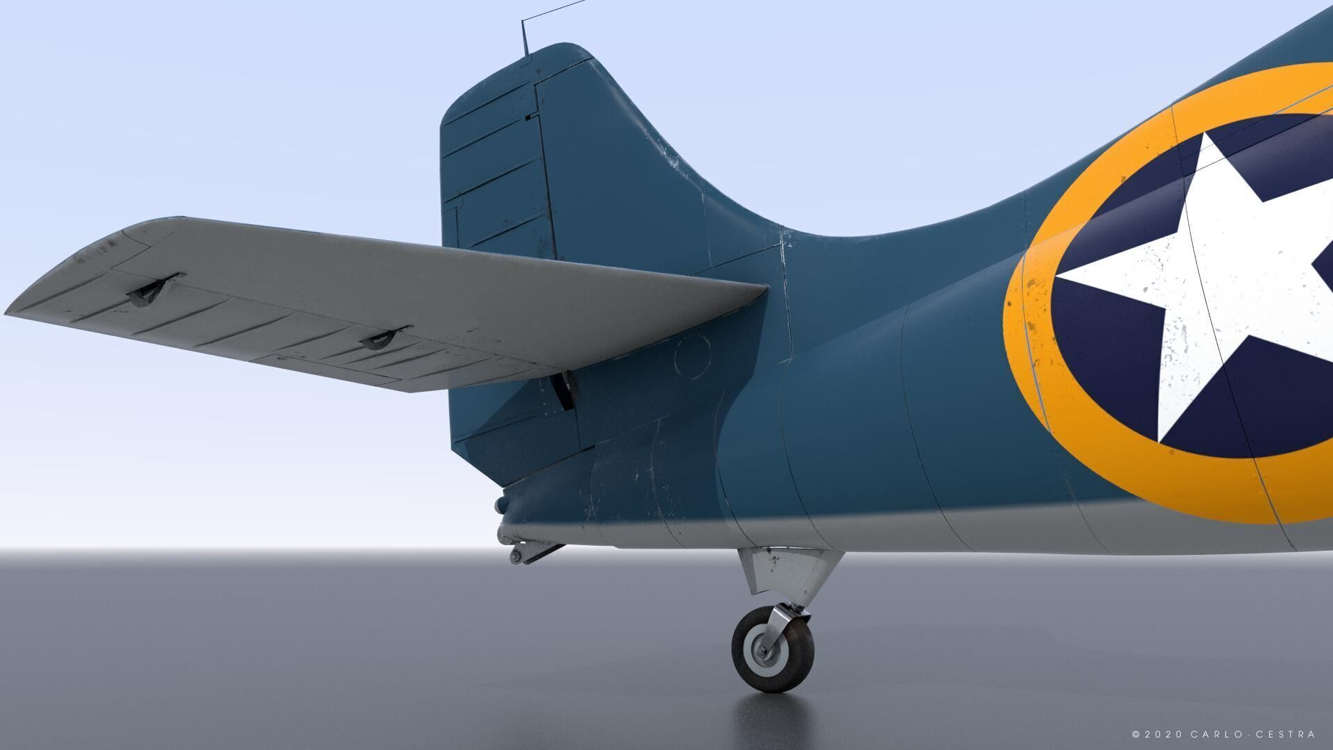 F4F-4 9-GF-7 - Not rigged Low-poly 3D model_9