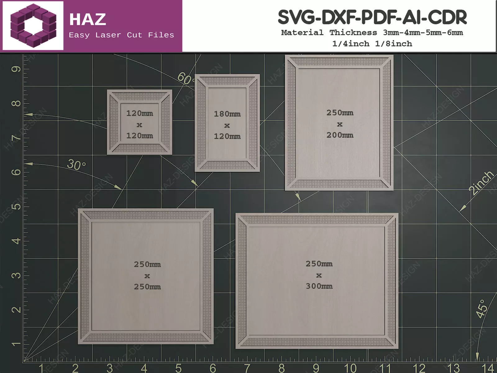 Cane Pattern Frame Set 069 3D print model_0