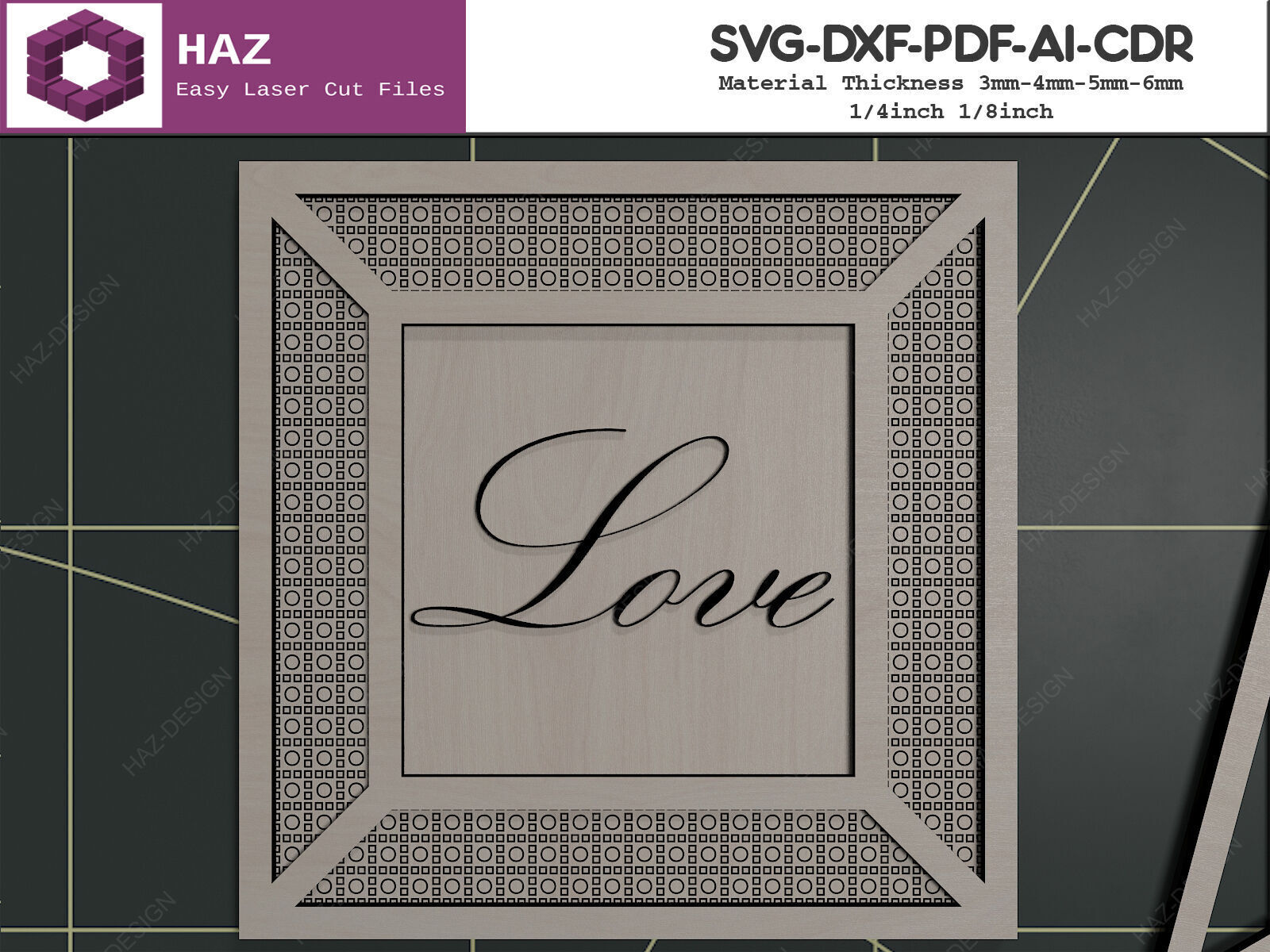 Cane Pattern Frame Set 069 3D print model_4