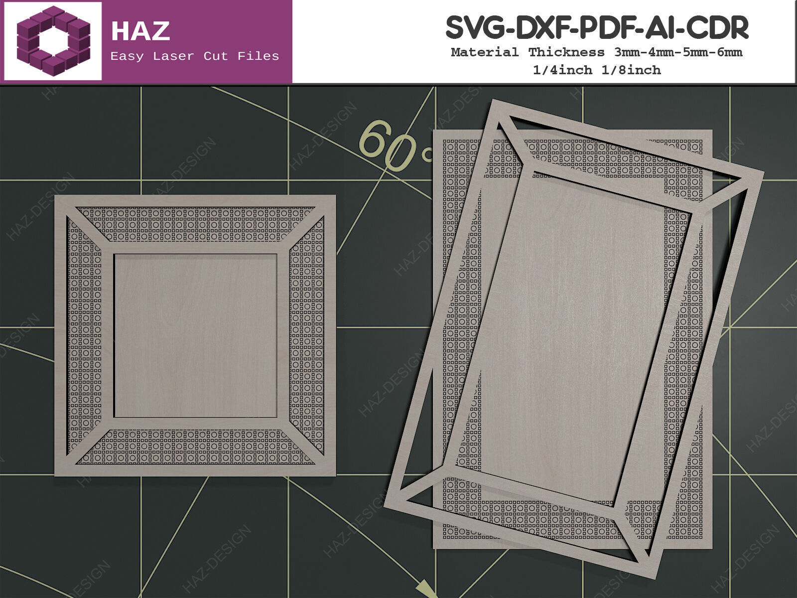 Cane Pattern Frame Set 069 3D print model_1
